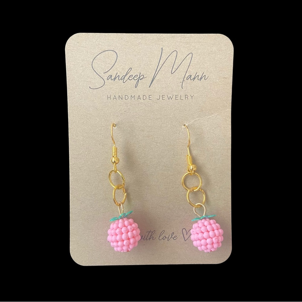 Pink fruit handmade earrings